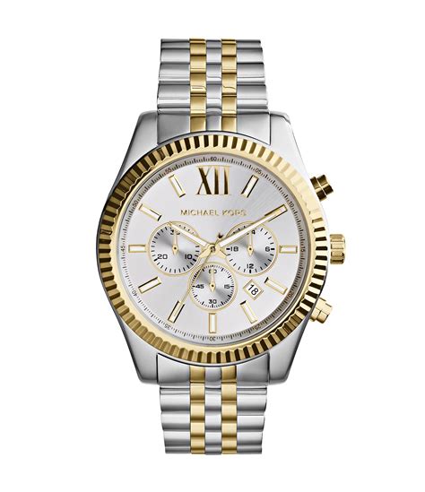 michael kors mens watch gold and silver|michael kors lexington chronograph watch.